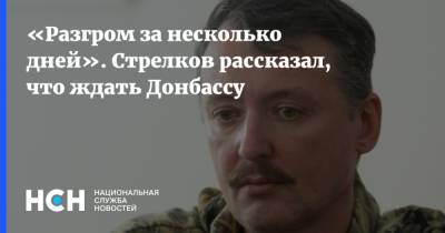 «Разгром за несколько дней». Стрелков рассказал, что ждать Донбассу