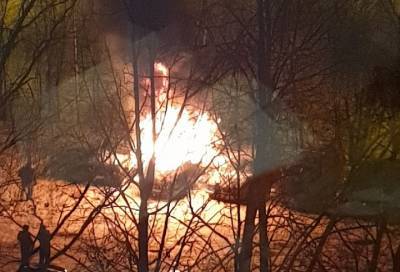 В сети появилось видео с горящим микроавтобусом в Невском районе Петербурга