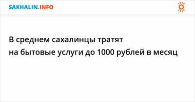 В среднем сахалинцы тратят на бытовые услуги до 1000 рублей в месяц