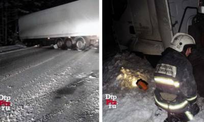 Автомобиль врезался в сложившуюся фуру под Петрозаводском