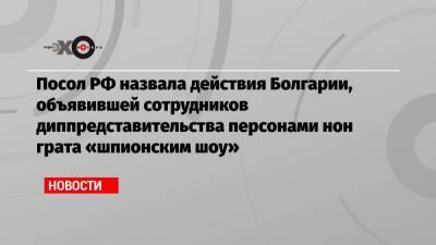 Посол РФ назвала действия Болгарии, объявившей сотрудников диппредставительства персонами нон грата «шпионским шоу»