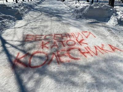 В Челябинске на снежных кучах написали имя главы района