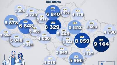 Карта вакцинации: ситуация в областях Украины на 23 марта