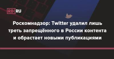 Роскомнадзор: Twitter удалил лишь треть запрещённого в России контента и обрастает новыми публикациями
