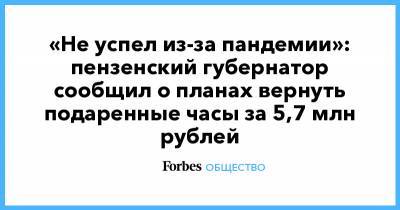 «Не успел из-за пандемии»: пензенский губернатор сообщил о планах вернуть подаренные часы за 5,7 млн рублей