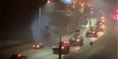 «Более сотни танков»: с наступлением темноты через Гродно движутся огромные колонны бронетехники — видео