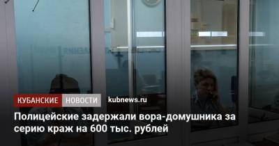 Полицейские задержали вора-домушника за серию краж на 600 тыс. рублей