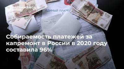Собираемость платежей за капремонт в России в 2020 году составила 96%