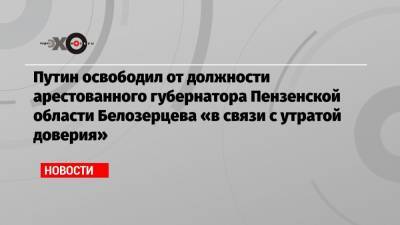 Путин освободил от должности арестованного губернатора Пензенской области Белозерцева «в связи с утратой доверия»