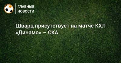 Шварц присутствует на матче КХЛ «Динамо» – СКА
