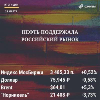 Итоги среды, 24 марта: Удорожание нефти оказало поддержку российскому рынку