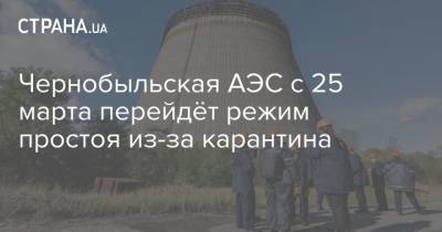 Чернобыльская АЭС с 25 марта перейдёт режим простоя из-за карантина