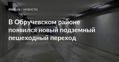 Олег Антосенко - В Обручевском районе появился новый подземный пешеходный переход - mos.ru - Москва - Строительство