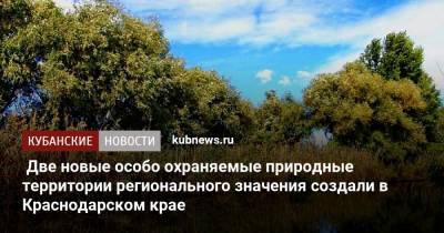 Две новые особо охраняемые природные территории регионального значения создали в Краснодарском крае