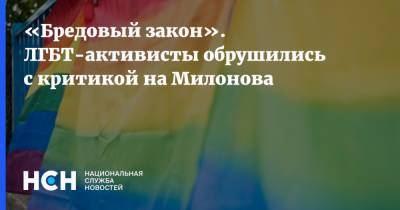 «Бредовый закон». ЛГБТ-активисты обрушились с критикой на Милонова