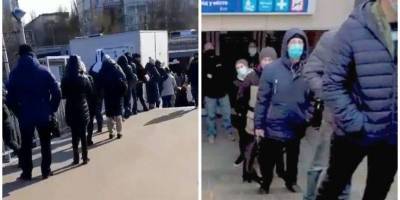Из-за карантина киевляне утром выстраивались в огромные очереди, чтобы попасть на трамвай — видео
