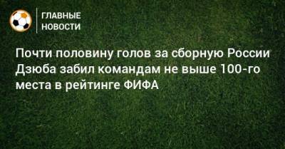 Почти половину голов за сборную России Дзюба забил командам не выше 100-го места в рейтинге ФИФА