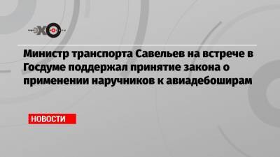 Министр транспорта Савельев на встрече в Госдуме поддержал принятие закона о применении наручников к авиадебоширам