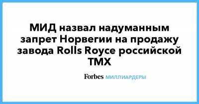 МИД назвал надуманным запрет Норвегии на продажу завода Rolls Royce российской ТМХ