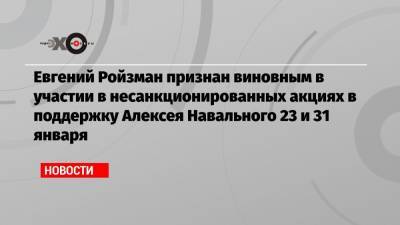 Евгений Ройзман признан виновным в участии в несанкционированных акциях в поддержку Алексея Навального 23 и 31 января