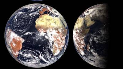 Рогозин опубликовал снимки Земли, сделанные одновременно с трёх метеоспутников
