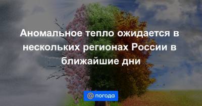 Аномальное тепло ожидается в нескольких регионах России в ближайшие дни