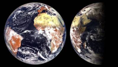 Рогозин показал впечатляющие снимки Земли сразу с трёх спутников