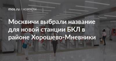 Москвичи выбрали название для новой станции БКЛ в районе Хорошево-Мневники