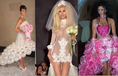 Это точно позор! 10 самых безвкусных свадебных платьев невест