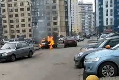 На проспекте Кузнецова в Петербурге сгорела припаркованная машина
