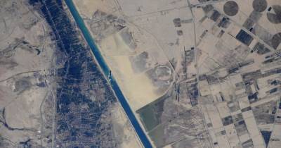 Заблокировавший Суэцкий канал контейнеровоз показали из космоса (фото)