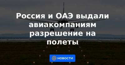 Россия и ОАЭ выдали авиакомпаниям разрешение на полеты
