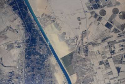 Космонавт сделал с МКС фото заблокировавшего Суэцкий канал судна