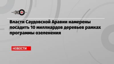 Власти Саудовской Аравии намерены посадить 10 миллиардов деревьев рамках программы озеленения