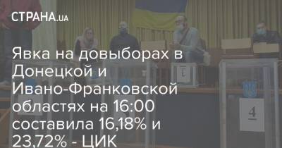 Явка на довыборах в Донецкой и Ивано-Франковской областях на 16:00 составила 16,18% и 23,72% - ЦИК