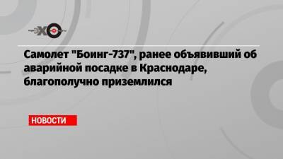Самолет «Боинг-737», ранее объявивший об аварийной посадке в Краснодаре, благополучно приземлился