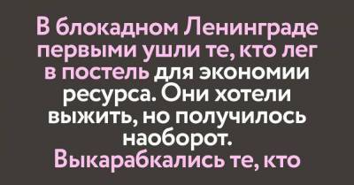 Почему в блокадном Ленинграде выжили те, кто не ложился в постель для сохранения энергии