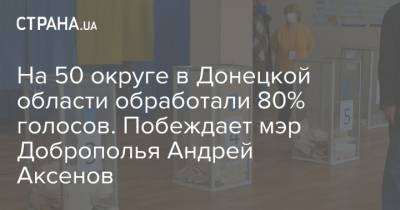 Валентин Рыбин - Андрей Аксенов - Юлий Кузьменко - На 50 округе в Донецкой области обработали 80% голосов. Побеждает мэр Доброполья Андрей Аксенов - strana.ua - Донбасс - Донецкая обл.