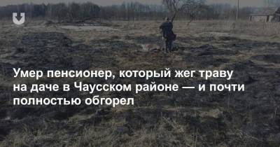 Умер пенсионер, который жег траву на даче в Чаусском районе — и почти полностью обгорел