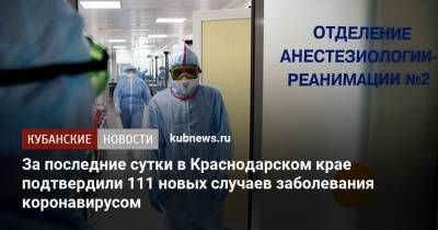 За последние сутки в Краснодарском крае подтвердили 111 новых случаев заболевания коронавирусом