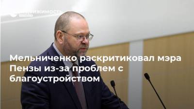 Мельниченко раскритиковал мэра Пензы из-за проблем с благоустройством
