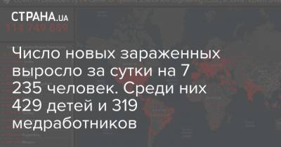 Число новых зараженных выросло за сутки на 7 235 человек. Среди них 429 детей и 319 медработников