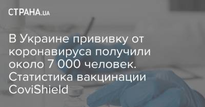В Украине прививку от коронавируса получили около 7 000 человек. Статистика вакцинации CoviShield