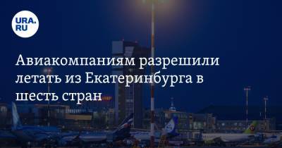 Авиакомпаниям разрешили летать из Екатеринбурга в шесть стран. Список