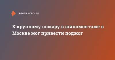 К крупному пожару в шиномонтаже в Москве мог привести поджог