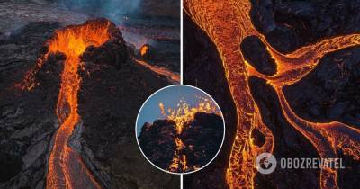 Извержение вулкана Фаґрадальсфьядль в Исландии: удивительные кадры