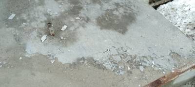 Бетонное крыльцо в доме в Петрозаводске растаяло вместе со снегом (ФОТО)