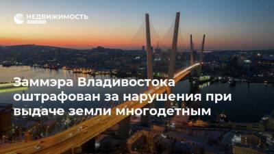 Заммэра Владивостока оштрафован за нарушения при выдаче земли многодетным