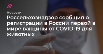 Россельхознадзор сообщил о регистрации в России первой в мире вакцины от COVID-19 для животных