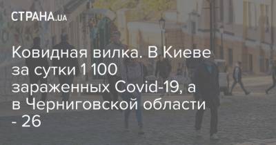 Ковидная вилка. В Киеве за сутки 1 100 зараженных Сovid-19, а в Черниговской области - 26